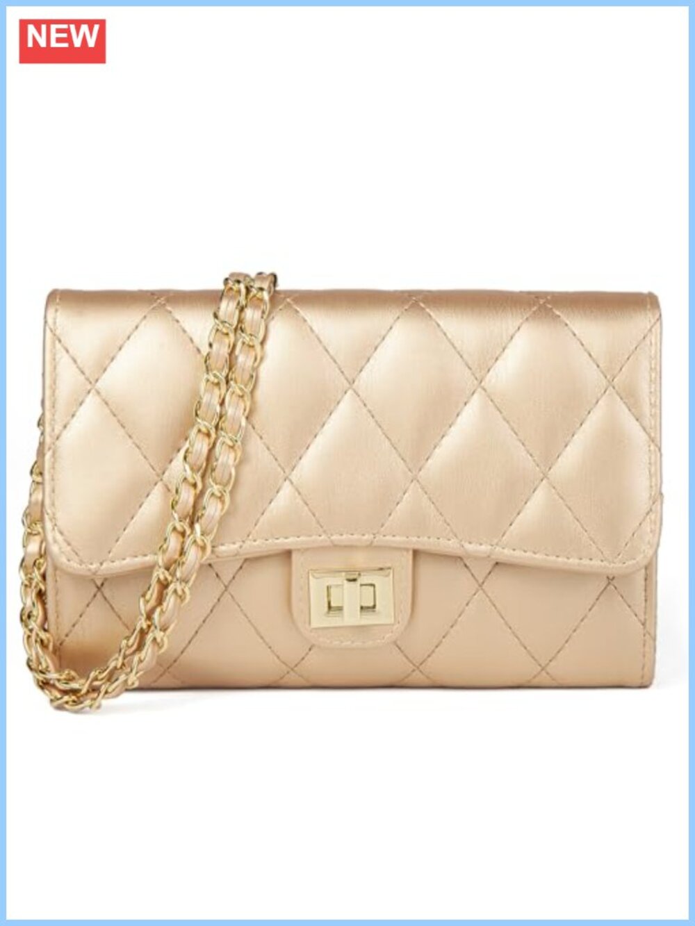 PU Leather Crossbody Bag Quilted Small Purse Chain Strap for Women Everyday